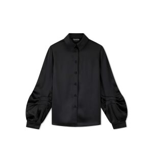 Hauts Tom Ford Fluid Double-faced Satin Balloon Sleeve Shirt Femme Noir | JHTAQ-8741