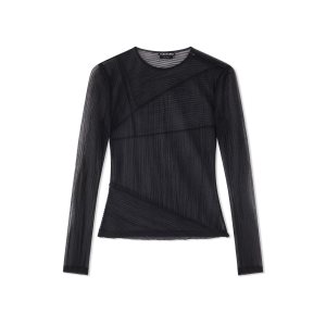 Hauts Tom Ford Rib Transparent Jersey Femme Noir | LJKTU-7021