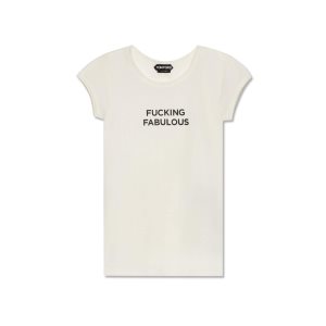 Hauts Tom Ford Silk Jersey 'Fucking Fabulous' T-shirt Femme Chalk | BWLTZ-4081