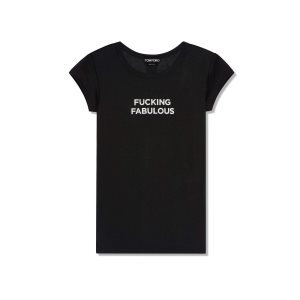 Hauts Tom Ford Silk Jersey 'Fucking Fabulous' T-shirt Femme Noir | OQXHJ-9461