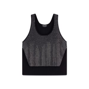 Hauts Tom Ford Sparkle Cashmere Asymmetric Tank Femme Noir | DUPWS-2573