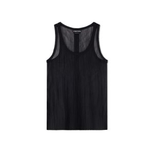 Hauts Tom Ford Transparent Rib Jersey Tank Femme Noir | YHIZB-8764