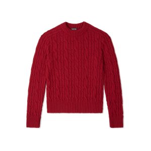 Knitwear Tom Ford Baby Alpaca Cable Crew Neck Homme Poppy | HPVGX-6145