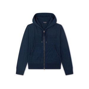 Knitwear Tom Ford Cashmere Silk Hemp Hoodie Homme Bleu | OLERX-0714