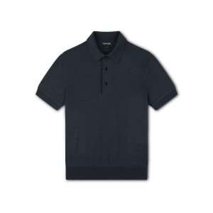 Knitwear Tom Ford Cashmere Silk Polo Homme Bleu | DOYJU-4167