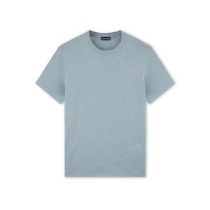 Knitwear Tom Ford Coton Blend Crew Neck T-shirt Homme Bleu | HWELD-9741