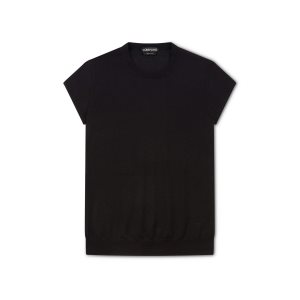 Knitwear Tom Ford Fine Cashmere Silk Fitted T-shirt Femme Noir | BYXSE-1325