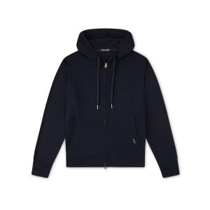 Knitwear Tom Ford Interlock Cashmere Hoodie Homme Bleu Marine | DAEKH-5873