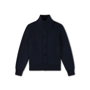 Knitwear Tom Ford Laine Silk Full Button Through Homme Bleu Marine | UCMGY-1647