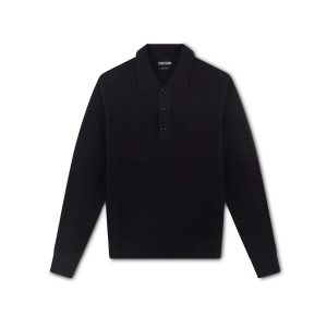 Knitwear Tom Ford Legere Coton Silk Polo Homme Noir | EIXVT-3619