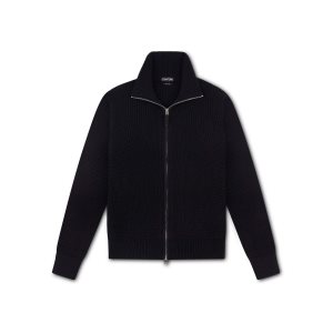 Knitwear Tom Ford Linked Rib Full Zip Homme Noir | KABVE-9760