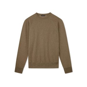 Knitwear Tom Ford Melange Brushed Back Crew Neck Homme Vert Olive | RZNVS-8156