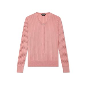 Knitwear Tom Ford Silk Blend Henley Homme Rose | HLWMT-1390