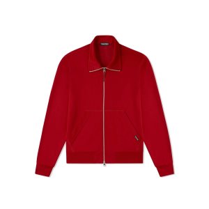 Knitwear Tom Ford Technical Coton Zip Through Homme Poppy | YKJNP-0987