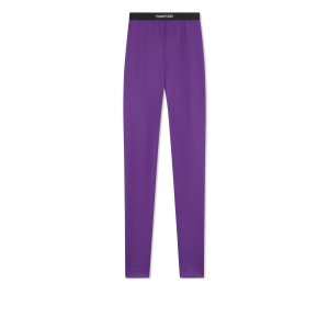 Leggings Tom Ford Stretch Lycra Logoed Femme Violette | HTKSA-5104