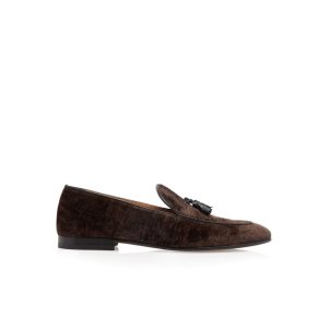 Loafers Tom Ford Textured Velvet Liam Tassel Homme Chocolat | VWMJB-5089