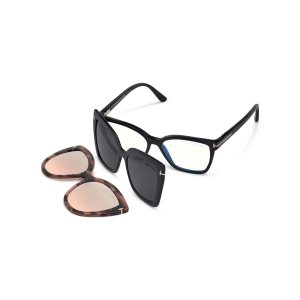 Lunettes de Soleil Tom Ford Double Clip On Blue Block Opticals Femme Noir | DBOUS-4830