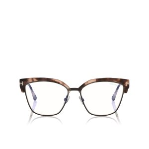 Optique Tom Ford Blue Block Metal Cat Eye Femme Noir | TZWNV-9724