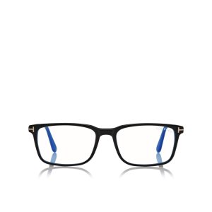 Optique Tom Ford Blue Block Rectangular Femme Noir | WTJOE-3842