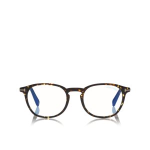 Optique Tom Ford Blue Block Round Homme Noir | EFMRV-8217