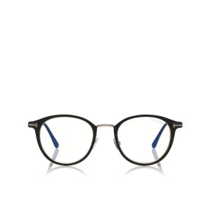 Optique Tom Ford Blue Block Round Metal Homme Noir | YDKNJ-4850