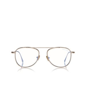 Optique Tom Ford Blue Block Round Shape Femme Doré | JHUSQ-0516