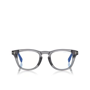 Optique Tom Ford Blue Block Soft Round Homme Grise | UJGZM-4790