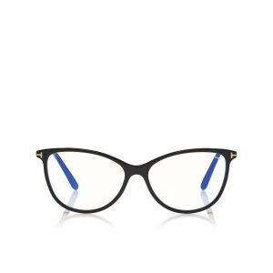 Optique Tom Ford Blue Block Soft Round Femme Noir | FLUAT-5089