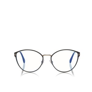 Optique Tom Ford Blue Block Soft Round Femme Noir Marron | RUZJC-7265