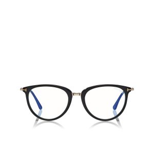 Optique Tom Ford Blue Block Soft Round Femme Noir | VIPZC-1083