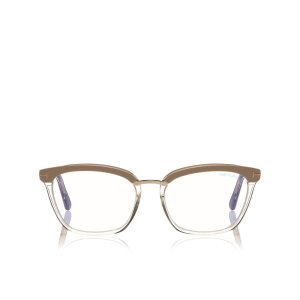 Optique Tom Ford Blue Block Soft Square Femme Rose Blanche | LVMDU-8793