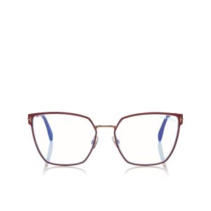 Optique Tom Ford Blue Block Soft Square Homme Rouge | OENIC-8945