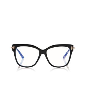 Optique Tom Ford Blue Block Square Shape Femme Noir Marron | UXMKC-6809