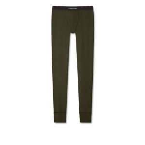 Pantalon De Pyjama Tom Ford Coton Homme Marron Vert Olive | EKLJC-0418