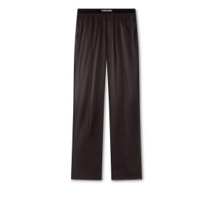 Pantalon De Pyjama Tom Ford Silk Homme Marron Foncé | RYBIF-5689