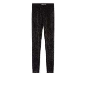 Pantalon Tom Ford All Over Sequins Logoed Leggings Femme Noir | EDMSZ-9187