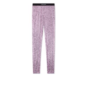 Pantalon Tom Ford All Over Sequins Logoed Leggings Femme Violette | FDBNO-5246