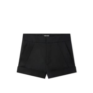 Pantalon Tom Ford Fluid Twill Shorts Femme Noir | RCPUE-1027