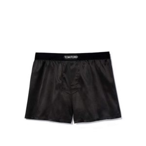 Pantalons Tom Ford Stretch Silk Satin Boxer Shorts Femme Noir | HARUX-7549