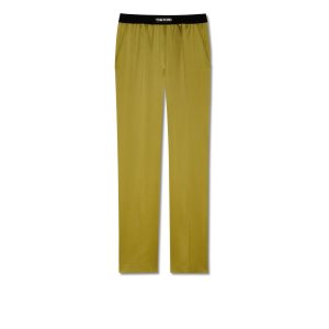 Pantalons Tom Ford Stretch Silk Satin Pj Pants Femme Vert | FQHDV-9714