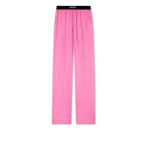 Pantalons Tom Ford Stretch Silk Satin Pj Pants Femme Rose | NSMLV-6924