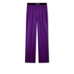 Pantalons Tom Ford Stretch Silk Satin Pj Pants Femme Amethyst | TEHBR-3692