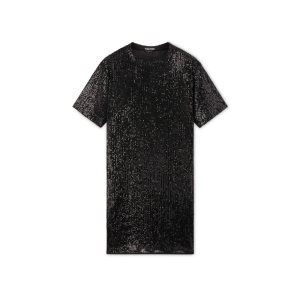 Peignoir Tom Ford All Over Sequins Mini T-shirt Femme Noir | BGHZI-3847