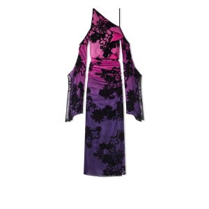 Peignoir Tom Ford Floral Velvet Degrade' On Chiffon Evening Femme Violette | RJXPF-2364