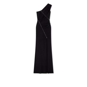 Peignoir Tom Ford Glossy Viscose Jersey One Shoulder Evening Femme Noir | TGNAP-4592