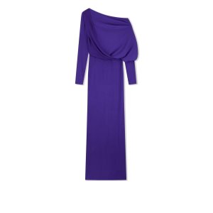 Peignoir Tom Ford Microcosta Jersey Off The Shoulder Evening Femme Bleu Foncé Violette | LJQCW-2416