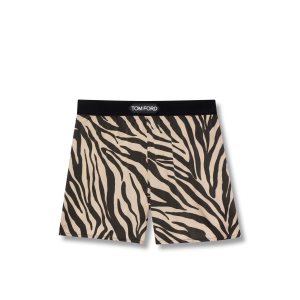 Peignoir Tom Ford Zebra Printed Silk Femme Noir Beige | QMZXD-3851