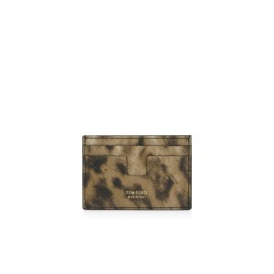 Petits Portefeuilles Tom Ford Distressed Leopard Print Classiche Cardholder Homme Leopard | KXDHQ-3097