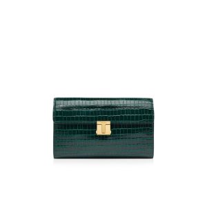 Petits Portefeuilles Tom Ford Glossy Printed Croc 001 Pouch Homme Vert Olive | PUNFB-3659