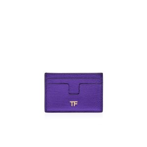 Petits Portefeuilles Tom Ford Laminated Printed Lizard Classiche Tf Card Holder Femme Dahlia | HRFAW-4156